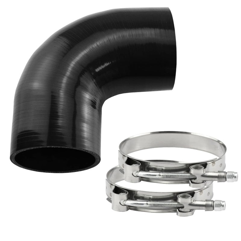 Ucreative 90 Degree Elbow ID: 3.5"(89mm) 4-Ply High Performance Coupler Silicone Hose for Vehicle with T-Bolt Clamp - Image 1
